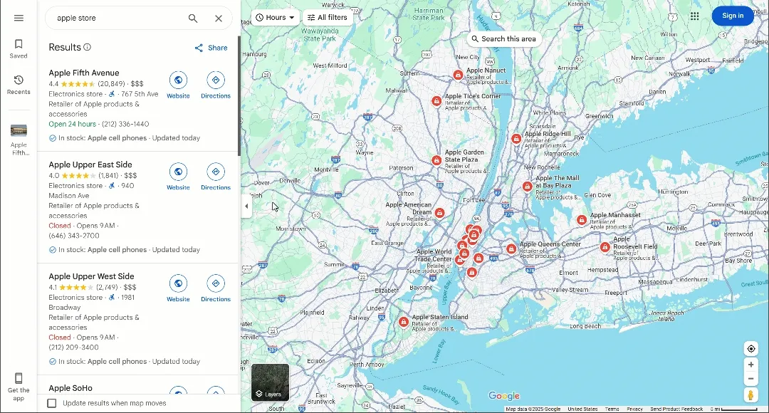 Reaching the “Reviews” tab on Google Maps